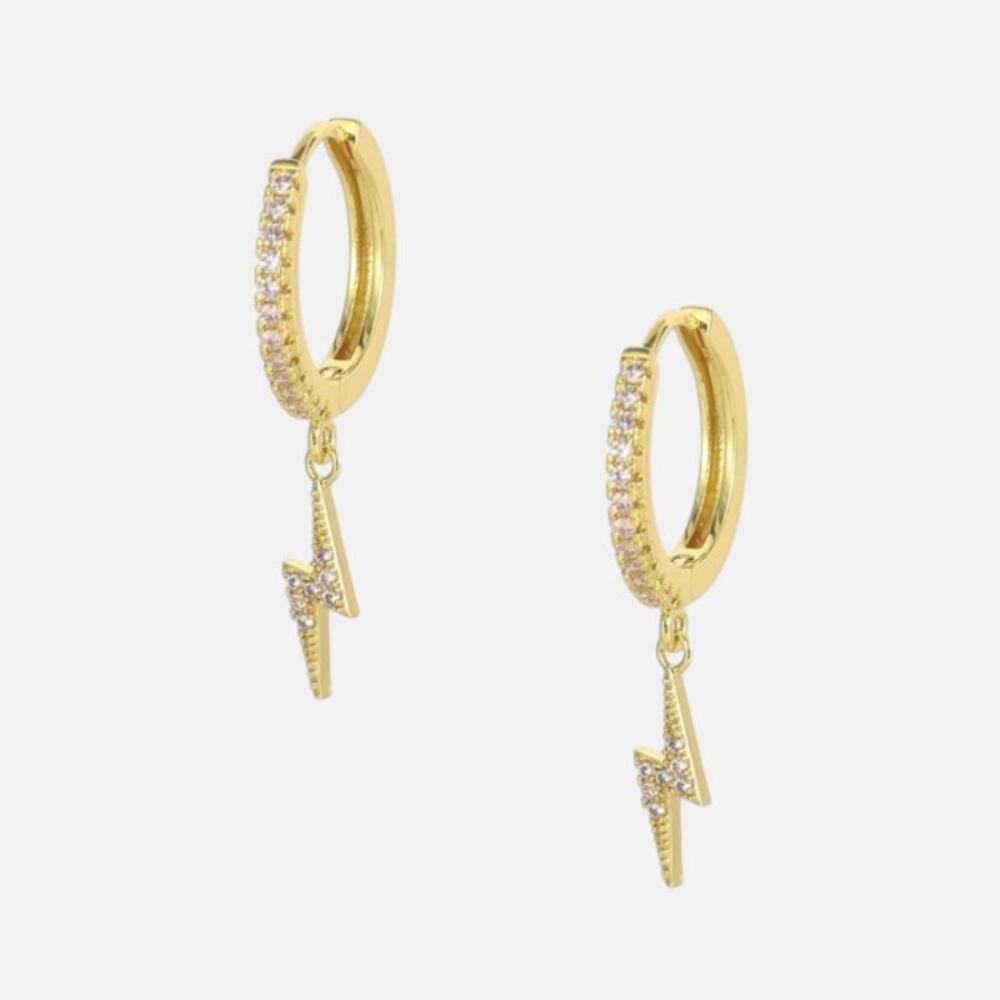 Crystal Gold Lightning Hoop Earrings